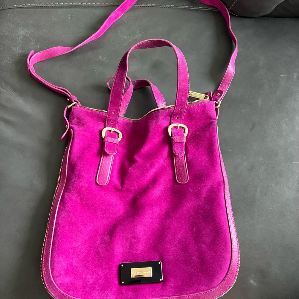 Emporio Armani Fuchsia Suede Shoulder Bag